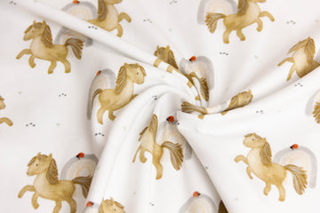 Jersey mit Pferden und Regenbogen, ecru, Artikel-Nr. FVJ-3500, Fräulein von Julie, 0,5 m